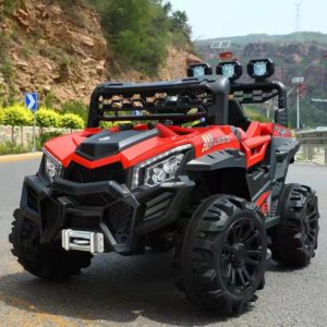 new red kids ride on car with realistic design and fun driving features